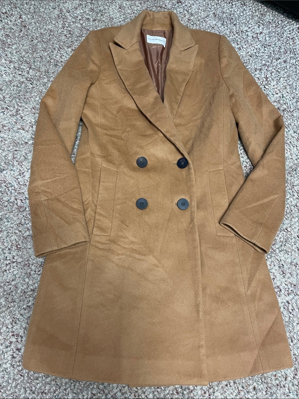 Club Monaco cashmere wool Double-Breasted Camel Coat